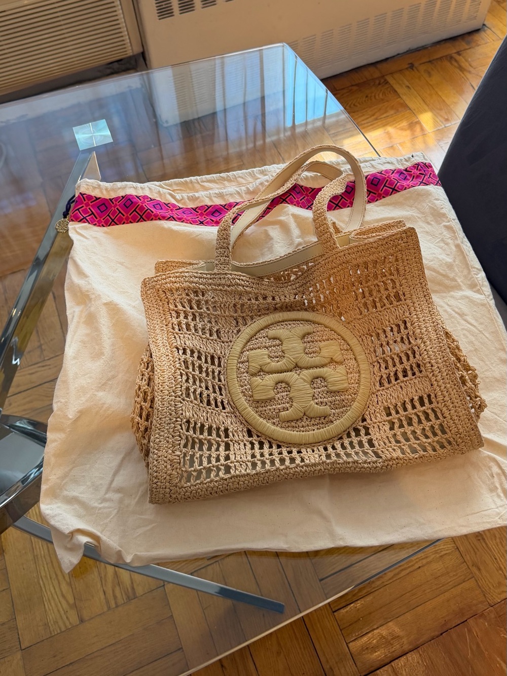 Tory Burch Woven Raffia Tote in Tan - Picture 9 of 9